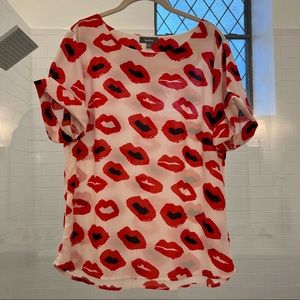Red Lip Blouse from Neiman Marcus